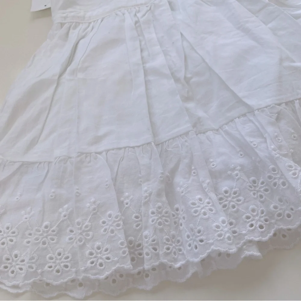 Osh Kosh B’gosh Baby Girl White Flutter Sleeve Eyelet Dress Size 18 Months NWT